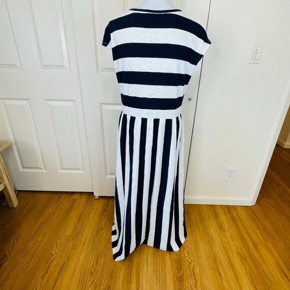 Boden British Striped Cotton T-Shirt Midi Dress Blue Stripe Size 12P - Picture 4 of 12